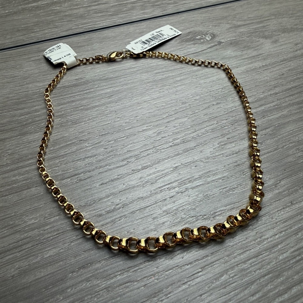 Monet Vintage Gold Tone Rolo Chain Necklace 18" Graduated Link Statement New